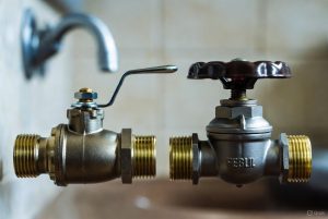 two types of water shutoffs, ball valve and gate valve