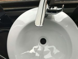 a sink filled with water